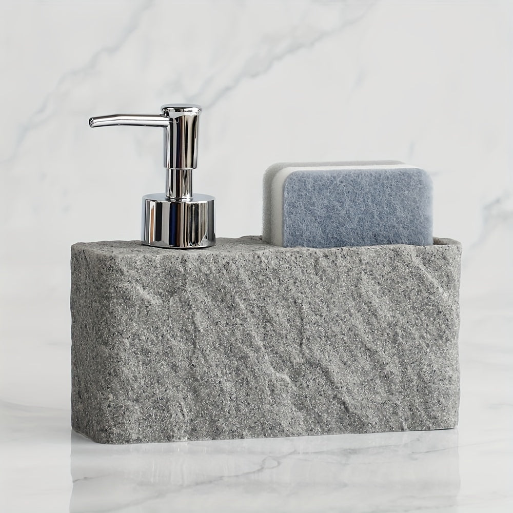 Kitchen Soap Dispenser with Sponge Holder Made of Natural Stone for Stylish and Practical