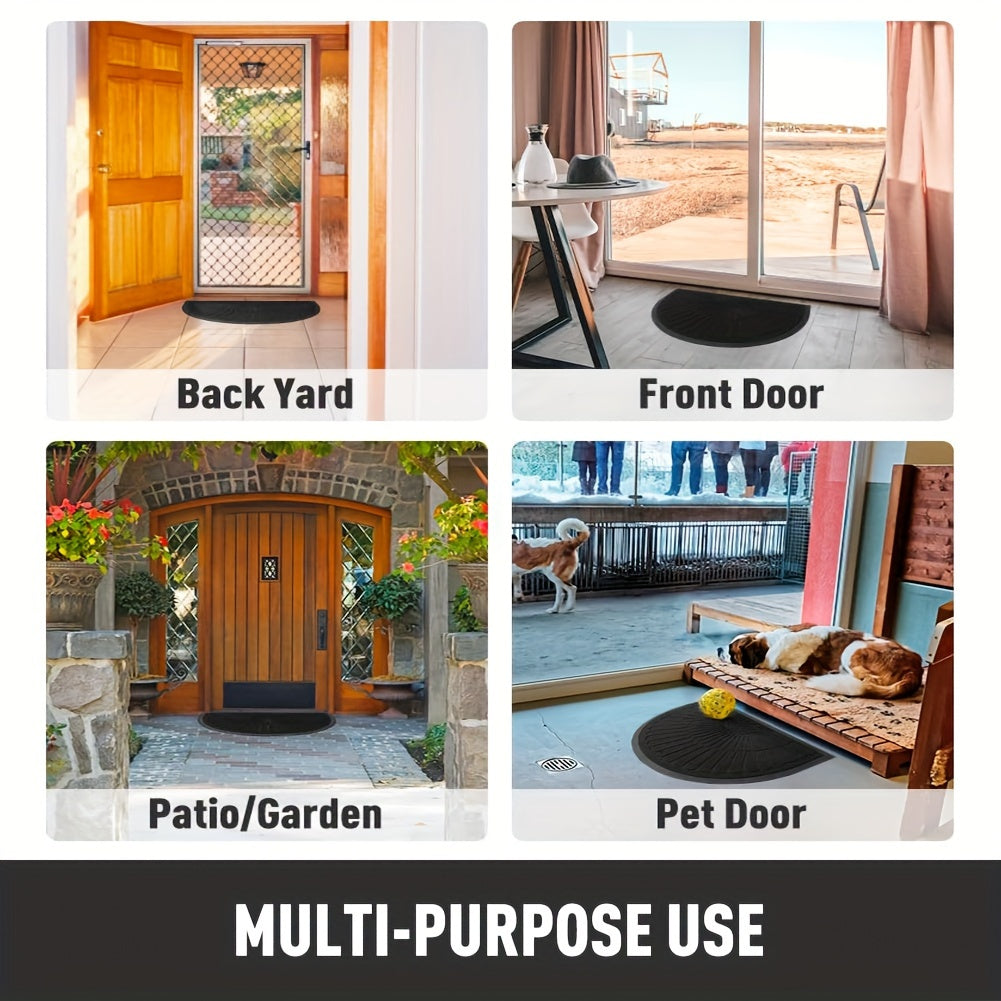 Door Mat Sustainable Rubber with Half-Round Design for Outdoor and Indoor