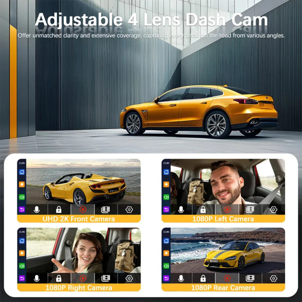 Cameras with Dashcam System with 4 and Wifi for 360 Degree Security in Car