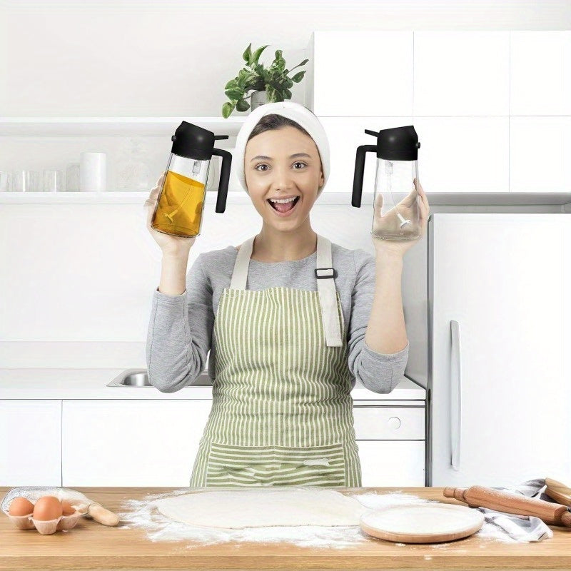 Dispenser with 2-in-1 Oil and Spray Bottle for Precise Oil Control for Kitchen and BBQ