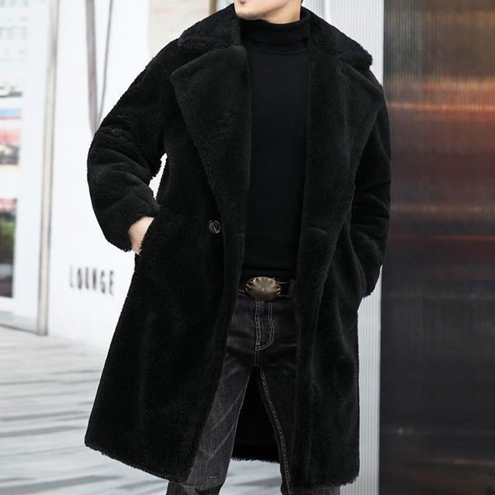 Men's Winter Coat with Teddy Texture and Double Button Closure for Warm, and Timeless