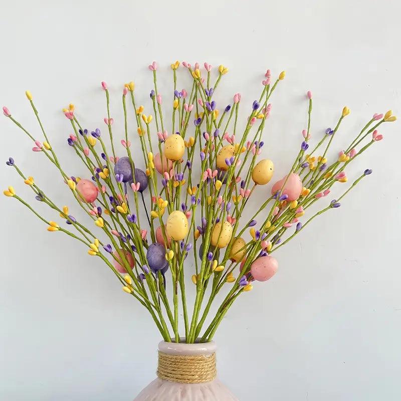 Decorative Easter Branches with Coloured Eggs for Cheerful Spring Decoration
