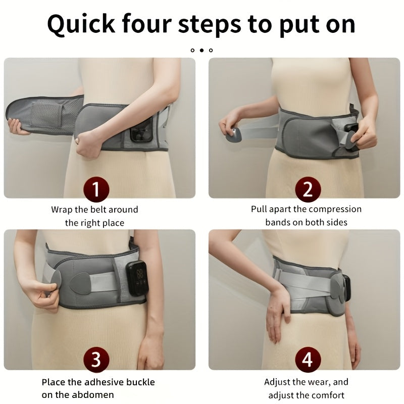 Wireless Heated Massage Belt for Back and Waist for 3 Adjustable Heat and Vibration Modes