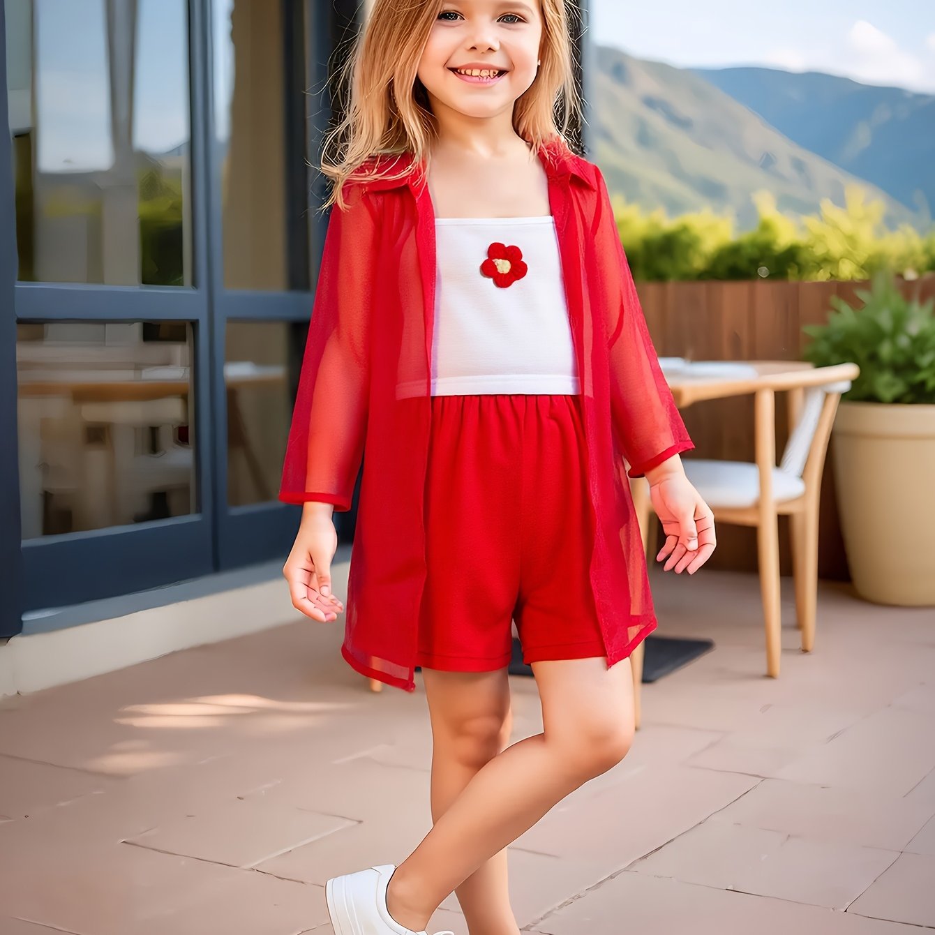 Set with Lightweight Girls' Summer Blouse and Shorts