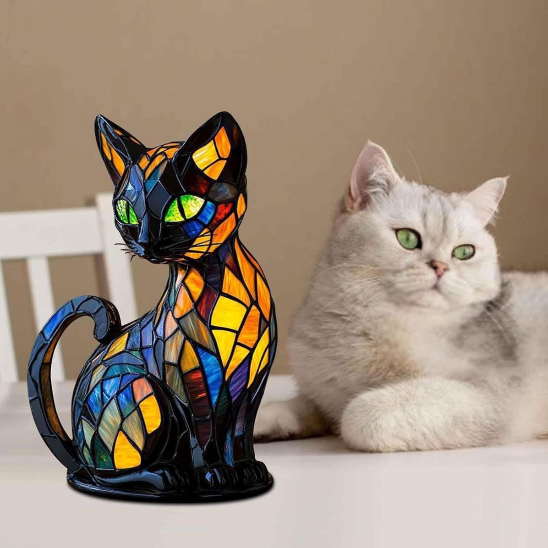 Light Decorative Cat Lamp with Mosaic Design and Warm Ambient for Stylish Home Decoration