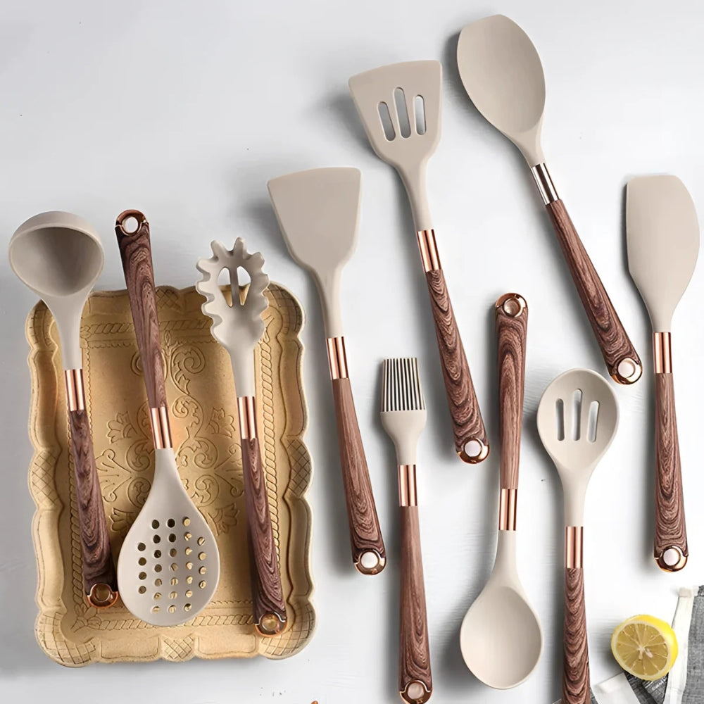 Utensil with Silicone Kitchen Set with Heat-Resistant Tools for the Kitchen