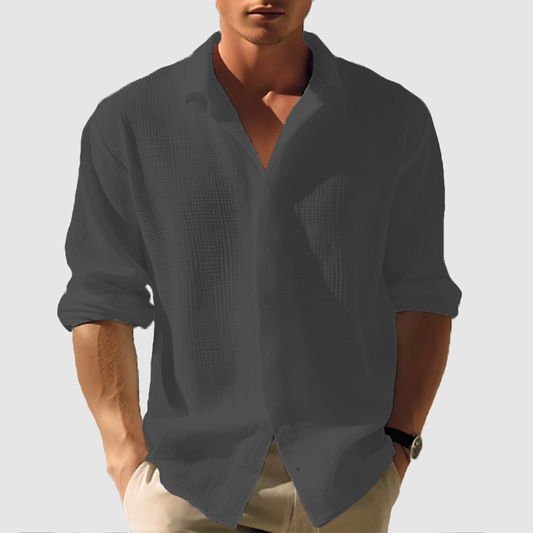 Light with Men's Long Sleeve Shirt Made from and Breathable Material