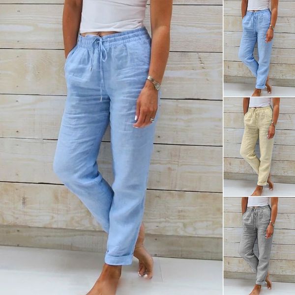 Linen Pants Women with Elastic Waist and Comfortable Fit