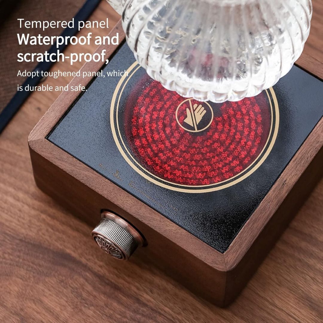 Warmer with Electric Tea Made of Walnut with Adjustable Temperature