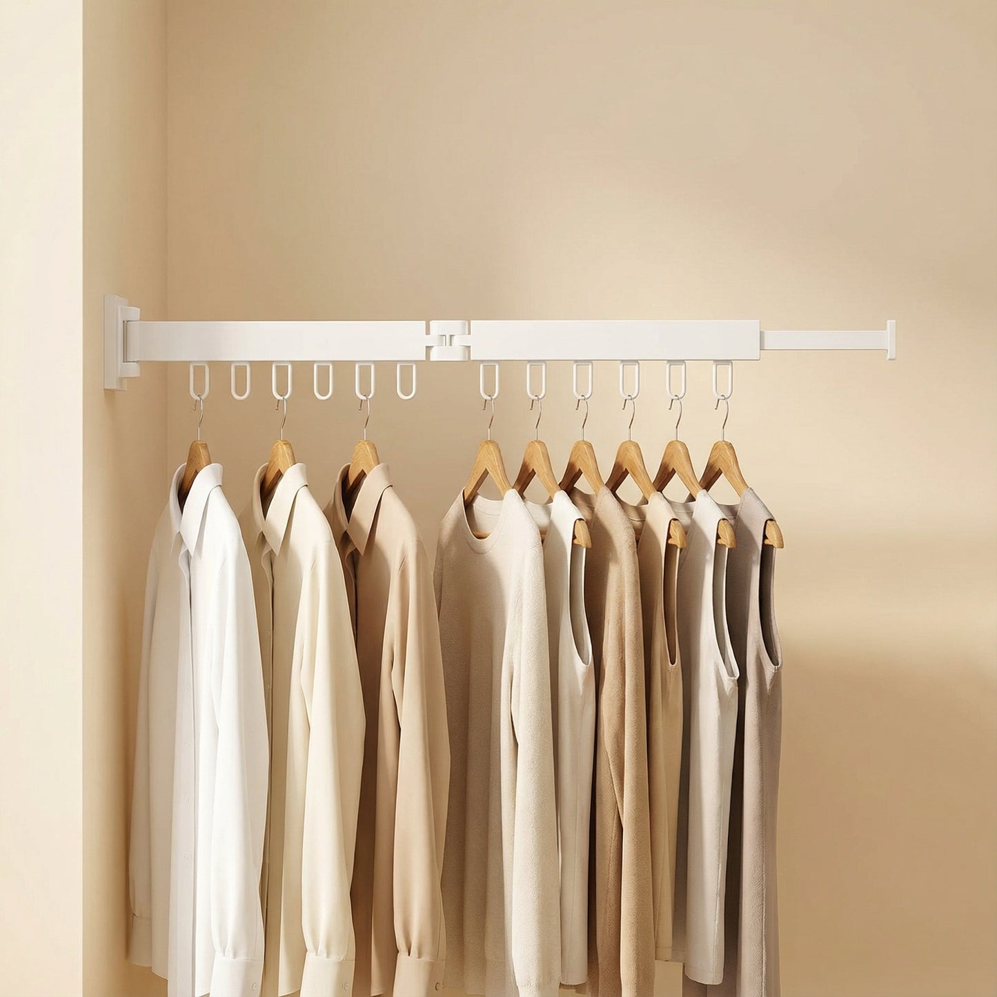 Rack with Retractable Wall Drying Design for Clothes with Space-Saving and Sturdy Design