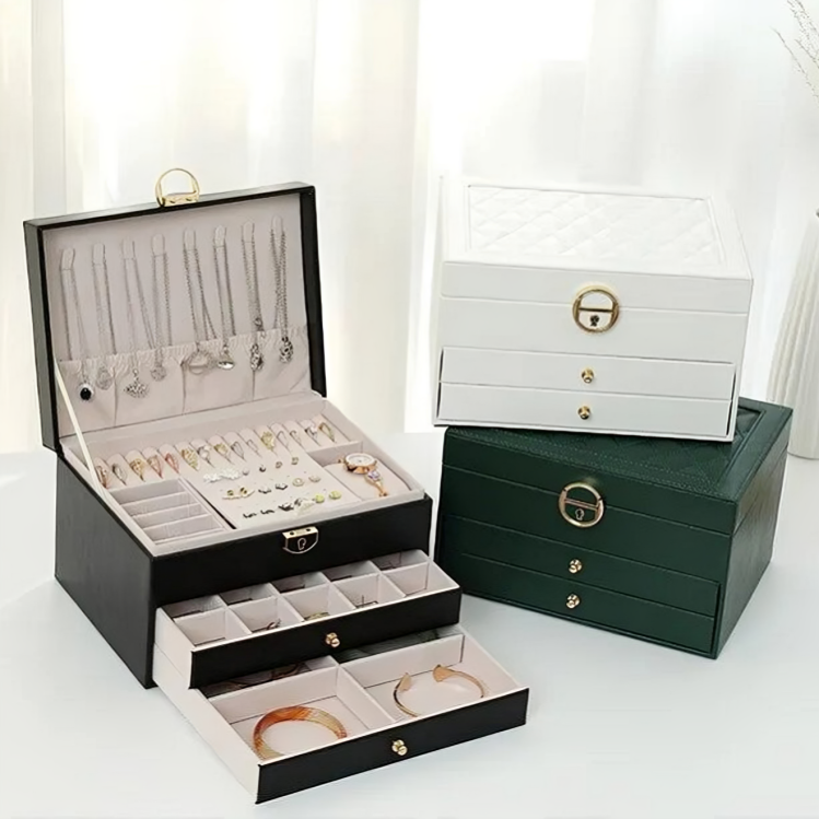 Organiser Multi-Layer Jewellery for Compact Storage Box with Drawers and Lock