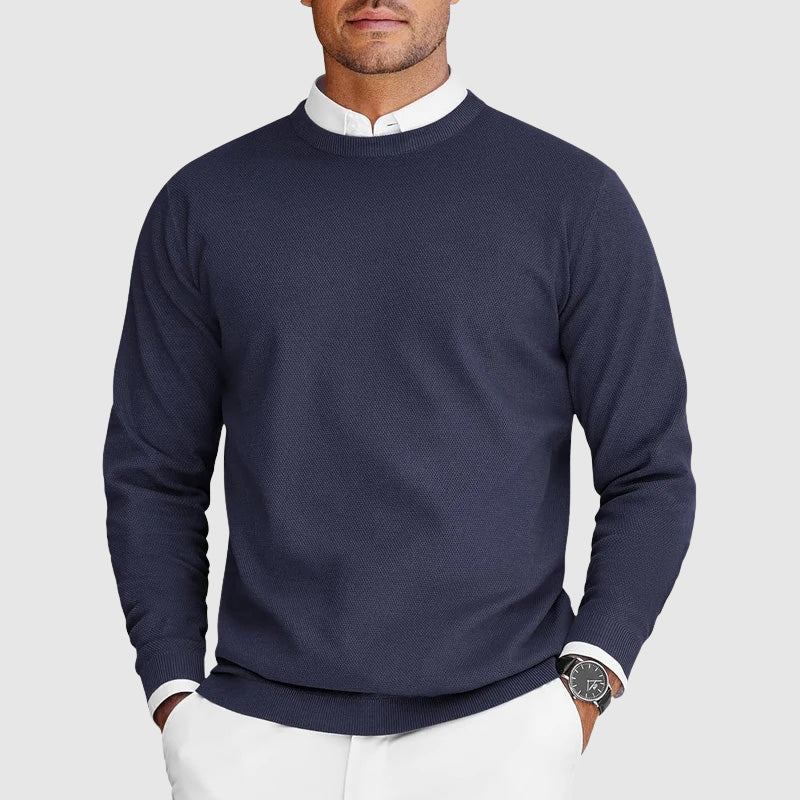 Men's Crew Neck Jumper with Fine Knit Structure for Comfortable and Timeless