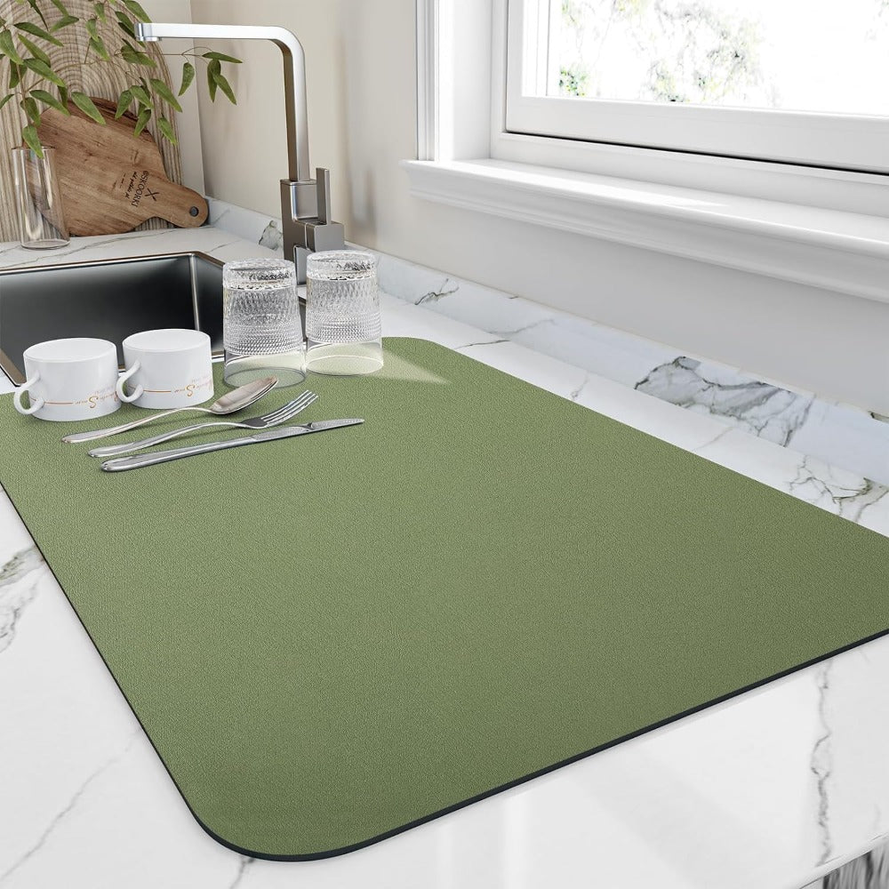 Mat with Fast-Drying Diatomaceous Draining Design for Kitchen Worktop and Sink
