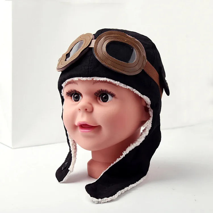 Pilot Hat for Children for Warm Hat with Leather Goggles for 3 Months to 5 Years