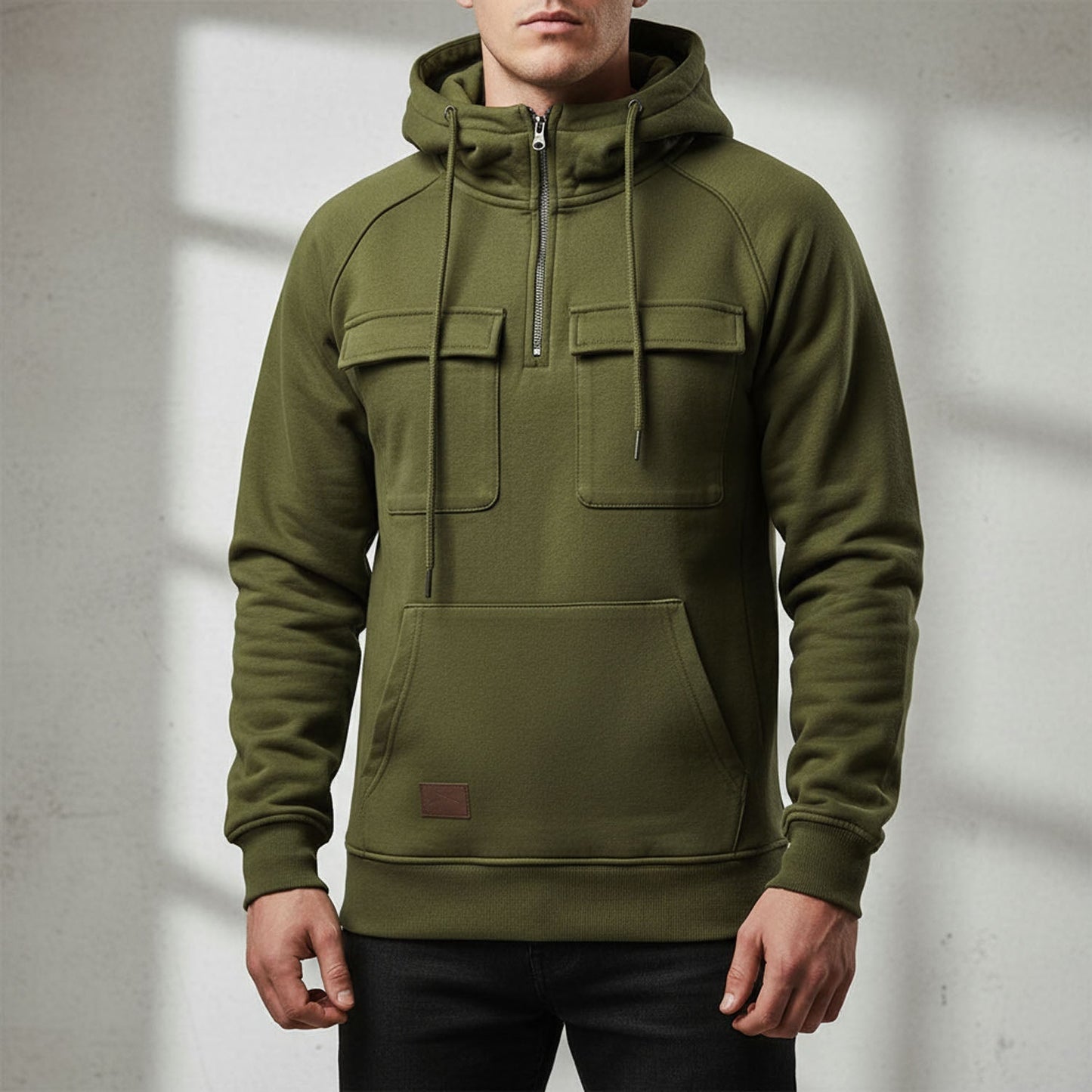 Men's Hoodie with Quarter Zip and Hood for Comfortable and Practical