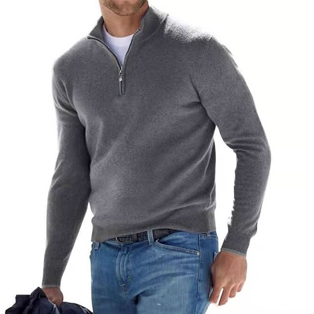 Men's Merino Wool Jumper with V-Neck and Zip with Comfortable, Breathable, and Stylish Design