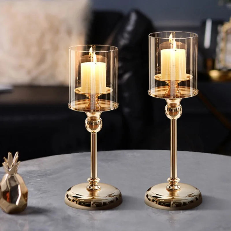 Holder with Elegant Metal Candle Glass Holder for Atmospheric Decoration