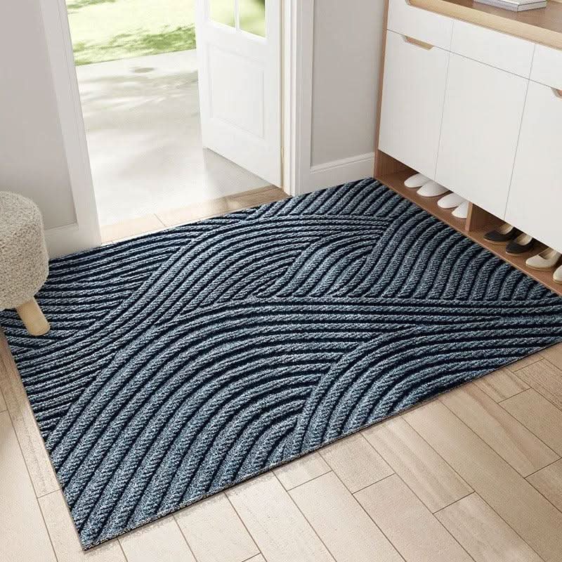 Door Mat with Modern Anti-Slip Geometric Wave Pattern for Entrance