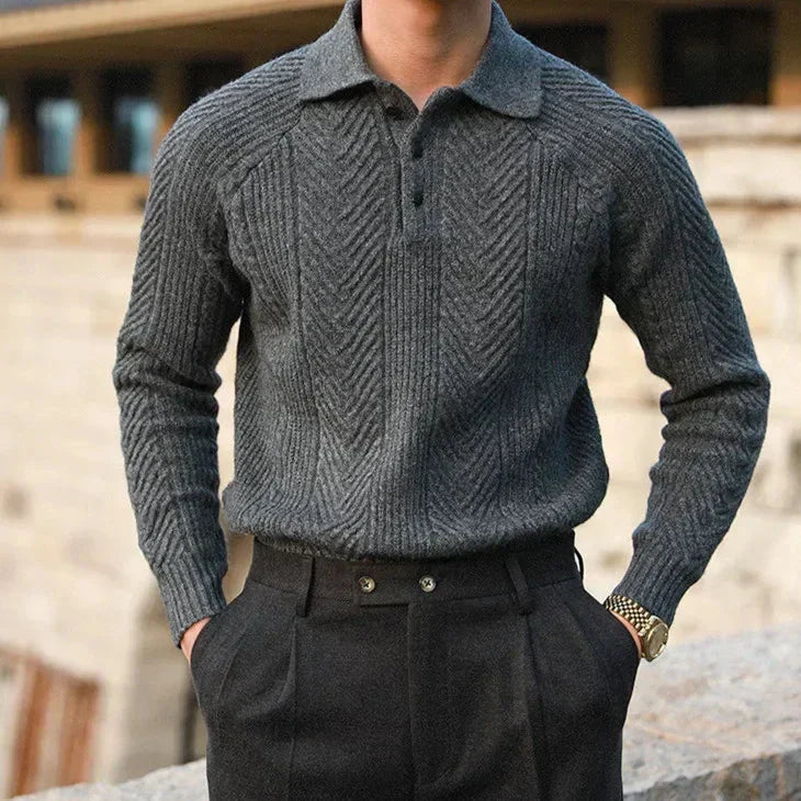 Men's Knitted Jumper with Textured Pattern and Slim Fit with Comfort, Style, and Versatility