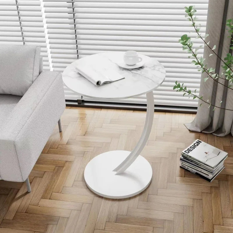 Table with Compact Round Side Design for Living Room and Bedroom with Stable Frame