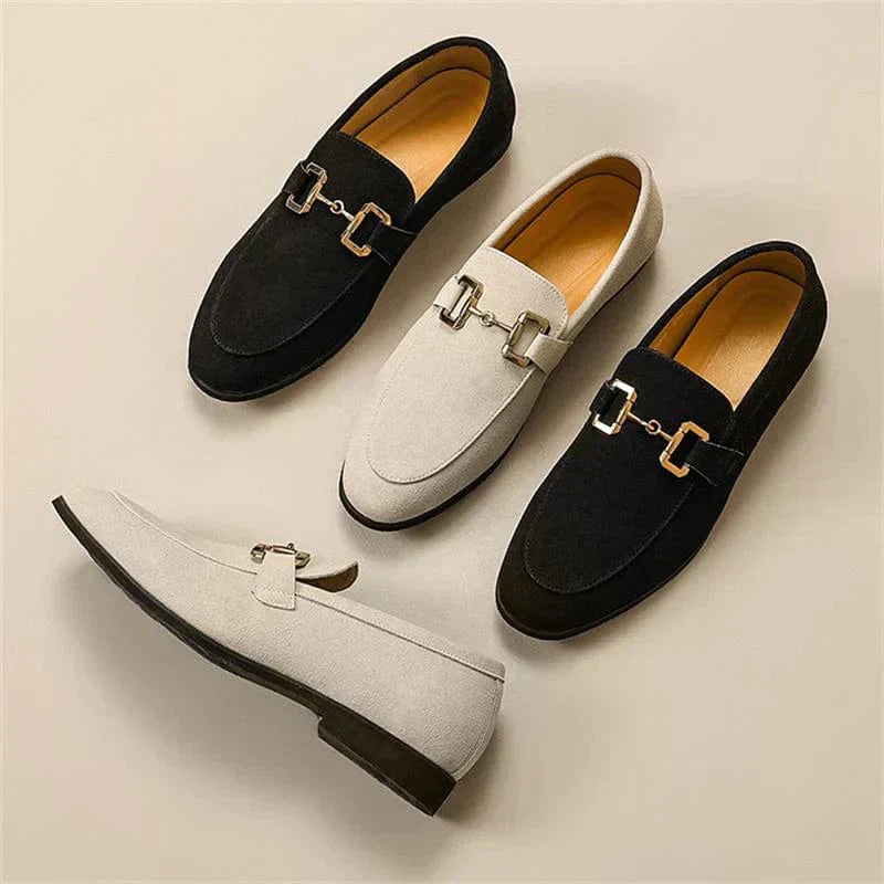 Nero for Suede Loafers with Metal Buckle