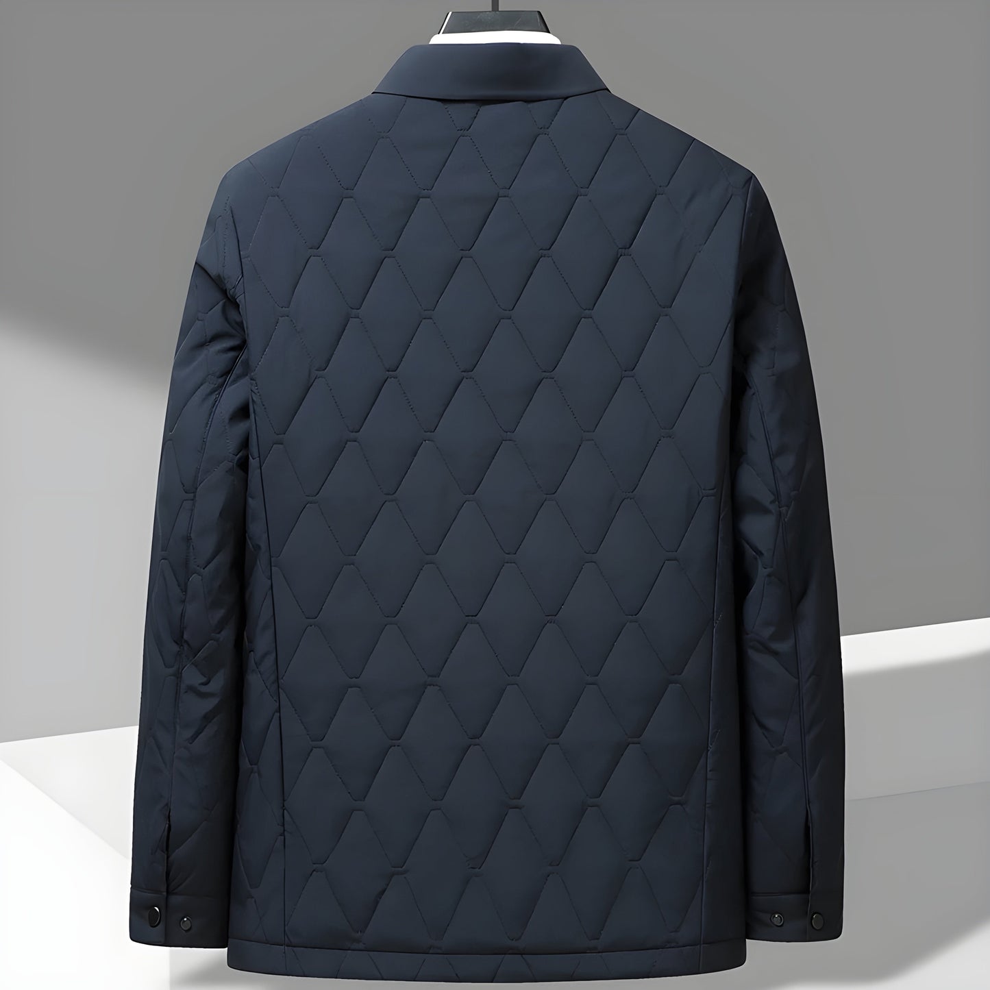 Men's Quilted Jacket with Diamond Pattern for Comfortable and Smart