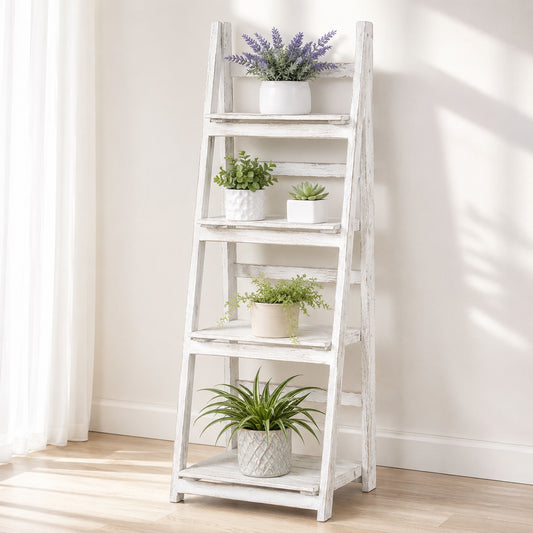 Wooden Ladder Plant Stand for Indoor & Outdoor Display
