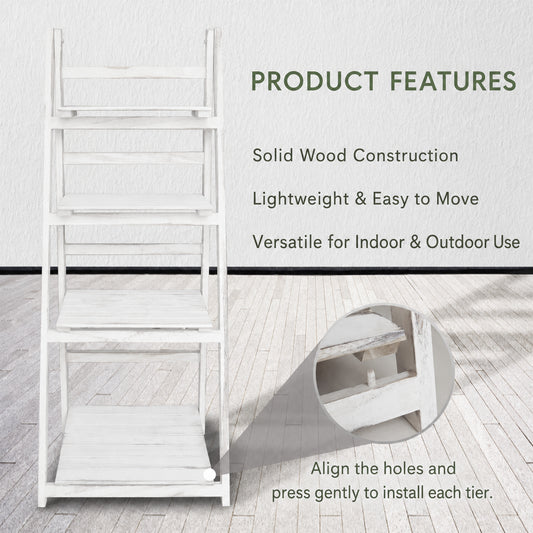 Wooden Ladder Plant Stand for Indoor & Outdoor Display