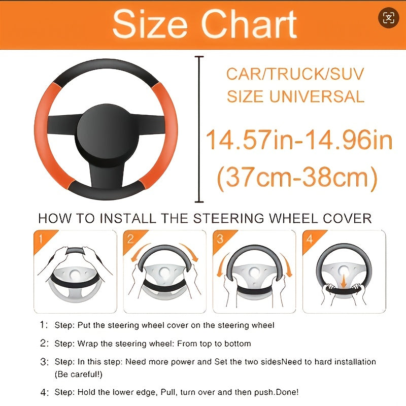 Cover with PU Leather Steering Wheel Non-Slip Grip for Comfort and Protection
