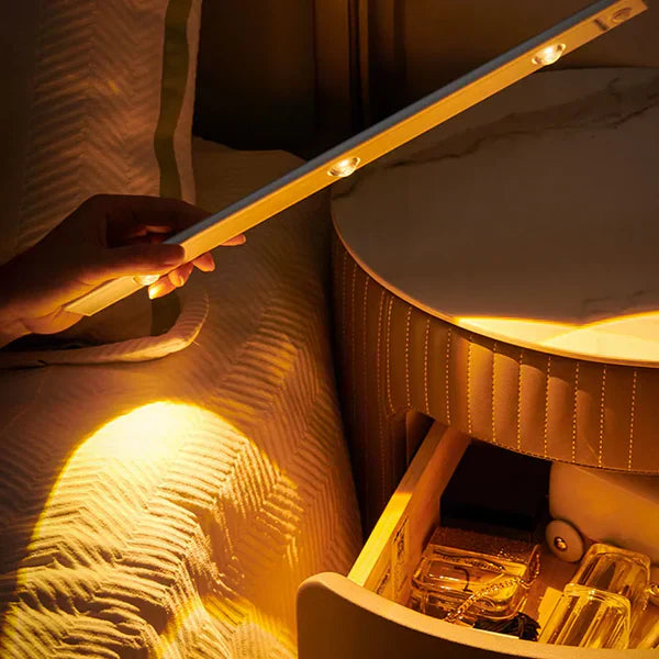 Cabinet with Wireless LED Lighting with Motion Sensor and Rechargeable Battery for Convenience