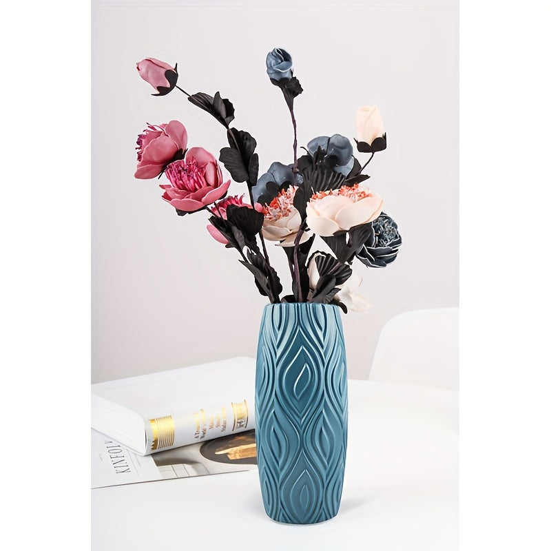Vase with Decorative Plastic Geometric Relief for Modern and Unbreakable