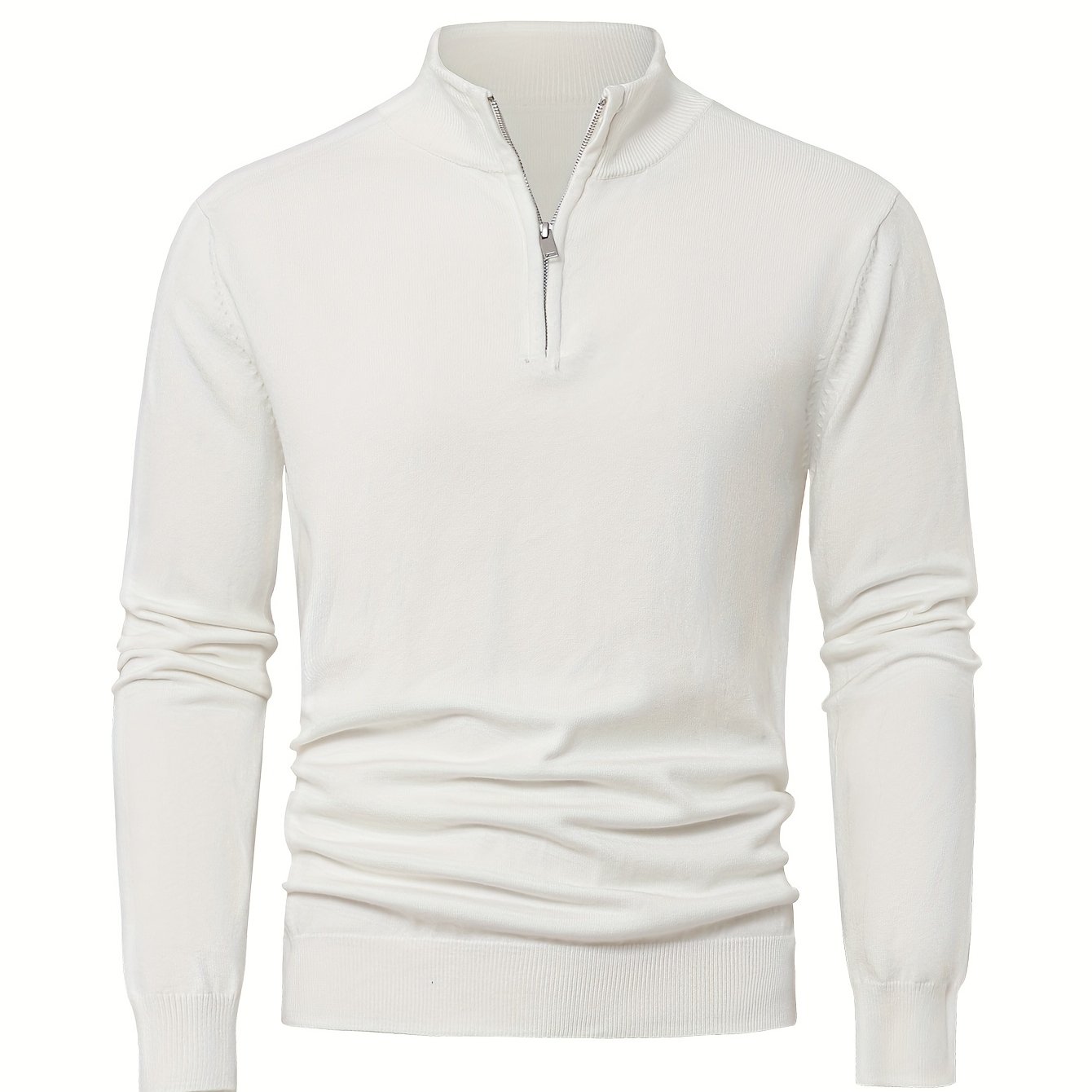 Men's Knitted Jumper with Half Zip with Warm High-Neck Style for Autumn and Winter