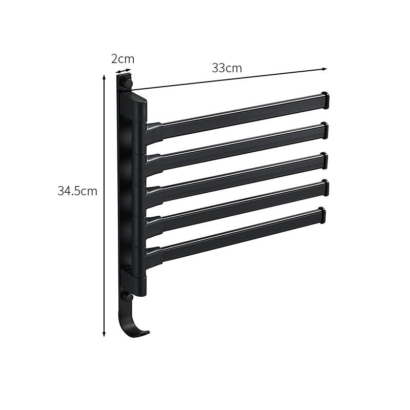 Rack with Towel Design for Bathroom with Five Rotatable Arms and Matte Black Finish