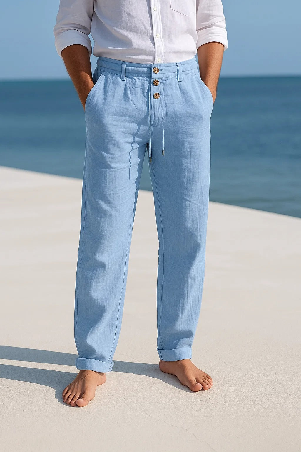Men's Linen Trousers with Straight Fit and Breathable Summer Comfort