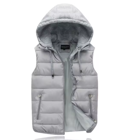 Men's Padded Gilet with Hood for Warmth and Casual Comfort
