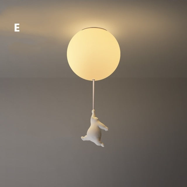 Light with Playful Ceiling Bears and Balloon Lights for Children's Room