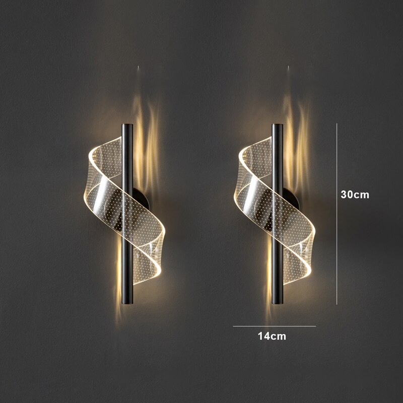 Wall Lamp with Modern LED Wavy Design and Adjustable Light Colours
