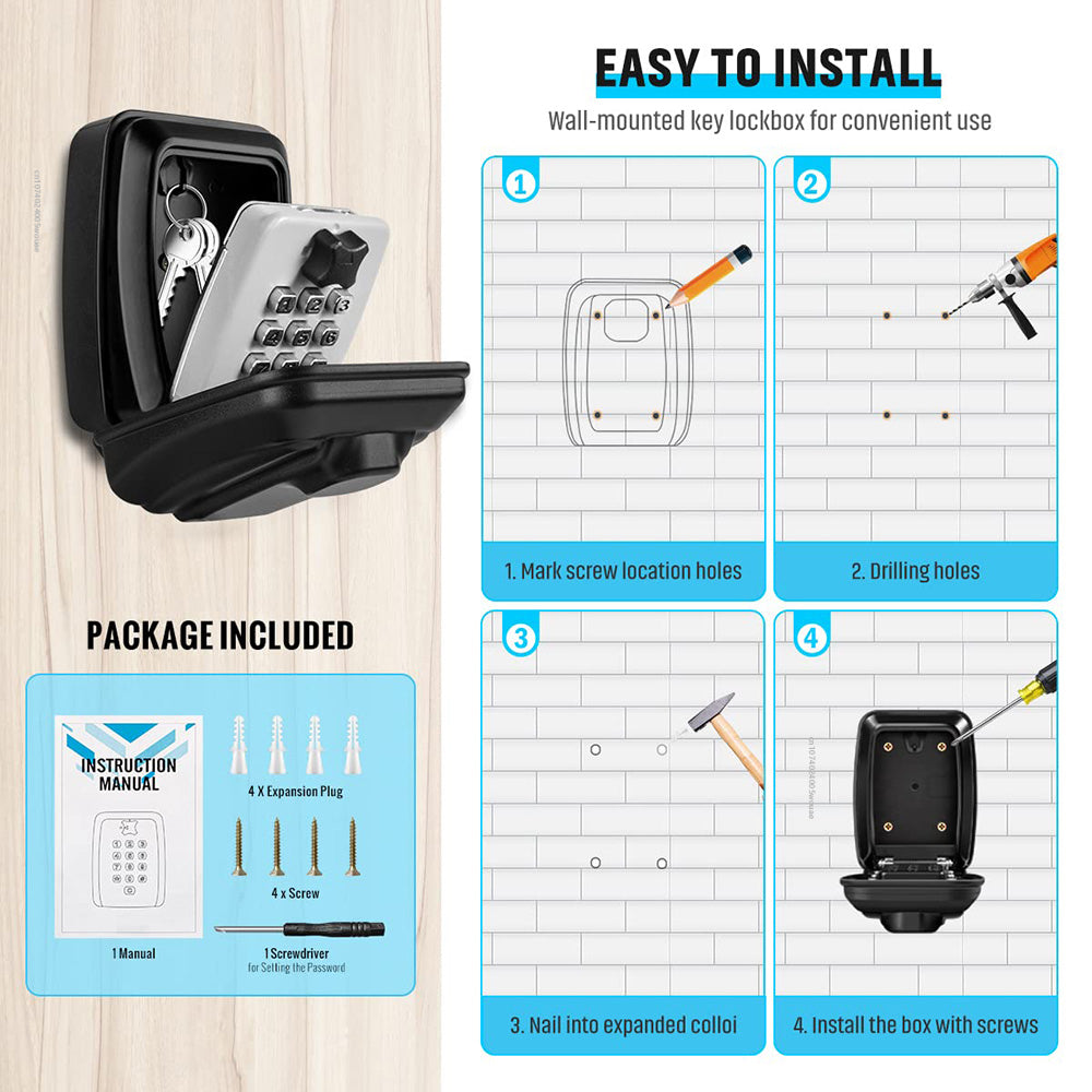 Weatherproof Key Safe with Combination Lock for Secure Key Storage