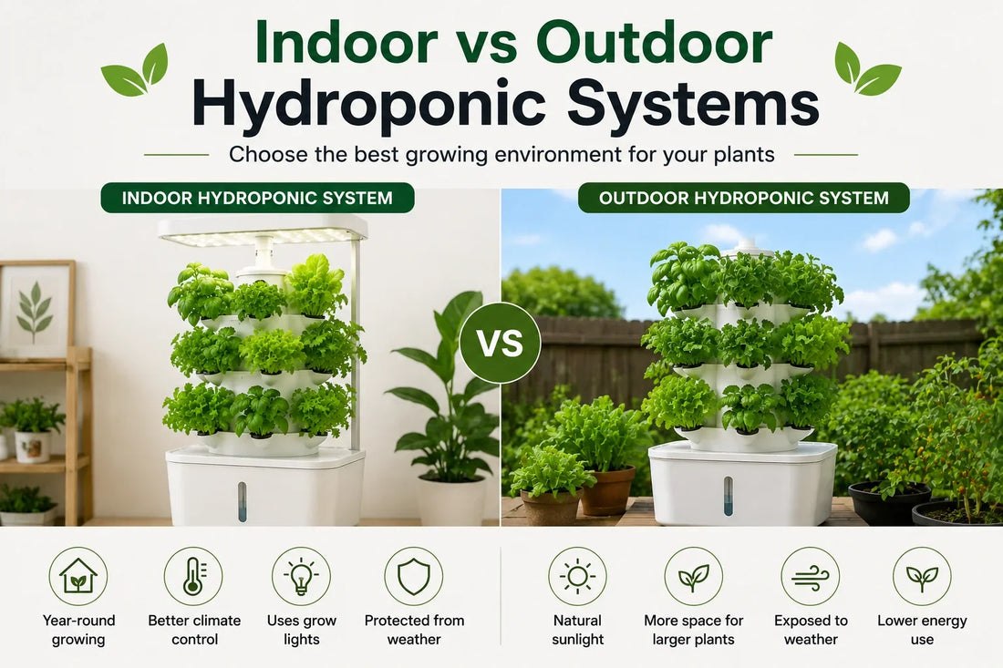 Indoor and outdoor hydroponic systems comparison
