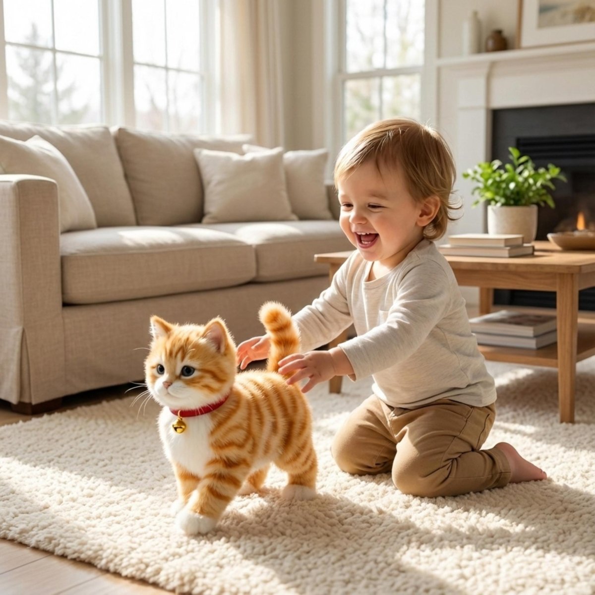 Toy with Interactive Cuddly Cat Realistic Movements for Children