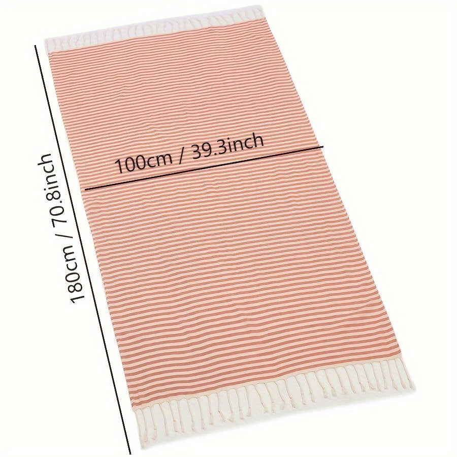 Oversized Beach Towel with Bohemian Stripe Pattern