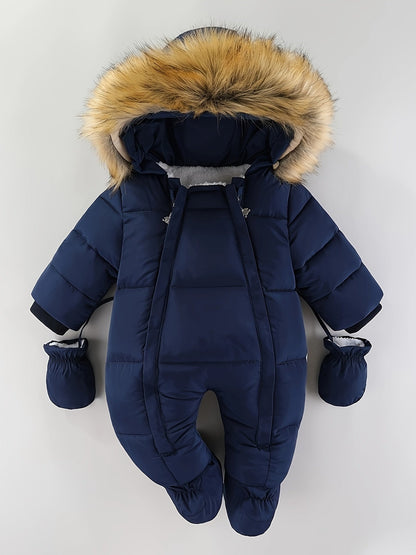 Frosty Baby Romper for Luxe Winter Jumpsuit with Hood for the Colder Months