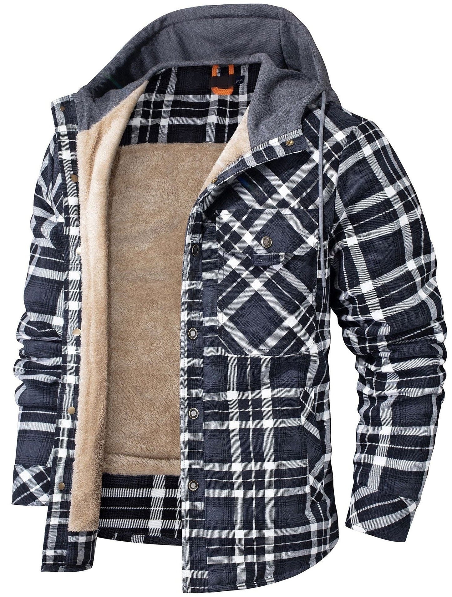 Padded Men's Flannel Jacket with Hood for Warm, Breathable and Practical