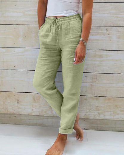 Linen Pants Women with Elastic Waist and Comfortable Fit