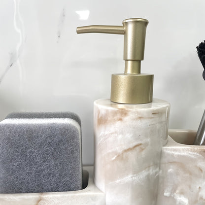 Kitchen Soap Dispenser with Brush and Sponge Holder