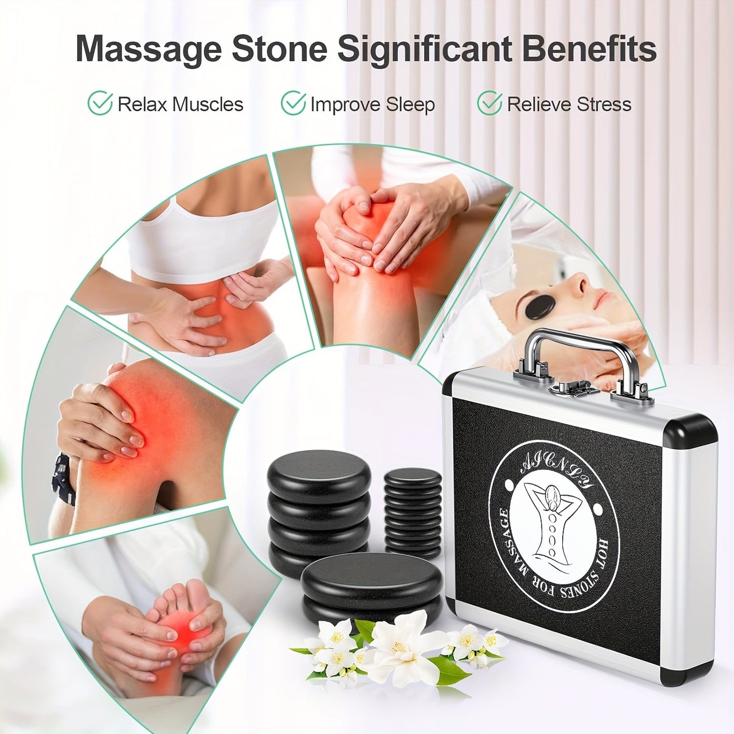 Set Professional Stone Massage for Complete with Heater