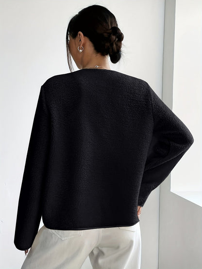 Elegant Ladies' Jacket with Buttons for Timeless and Soft for Autumn and Winter
