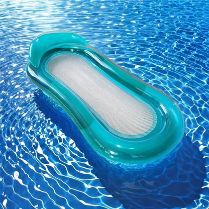 Inflatable Pool Air Bed with Backrest and Mesh Surface for Water Relaxation