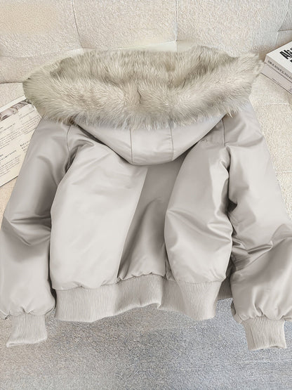 Ladies' Bomber Jacket with Faux Fur for Chic and Warm for Every Season