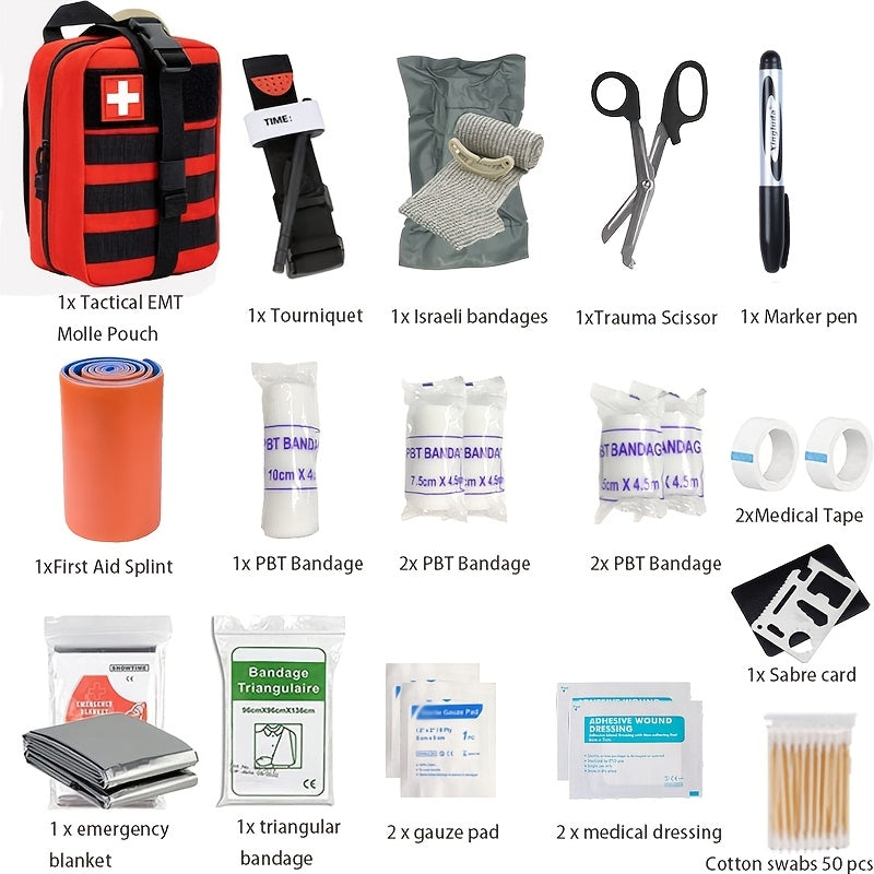 Complete First Aid Kit with Tourniquet for Essential Survival Kit for Adventures